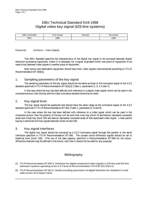 Digital video key signal (625-line systems)