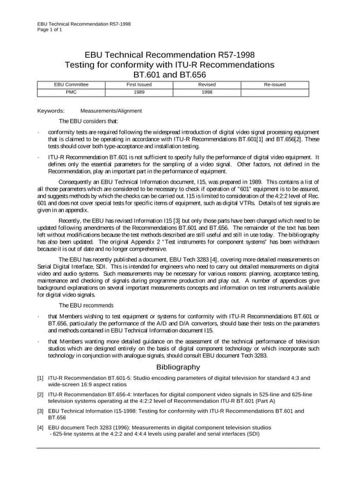 Testing for conformity with CCIR Recommendations 601 and 656