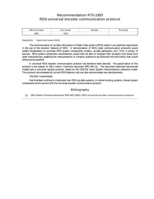 RDS universal encoder communication protocol