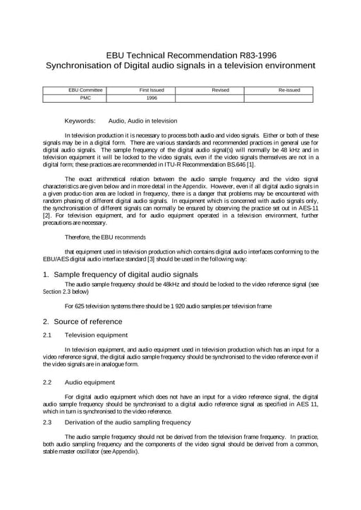 Synchronization of digital audio signals in a television environment