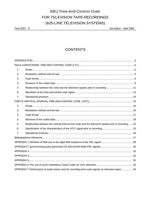 EBU Time-and-Control Code for 625 line systems