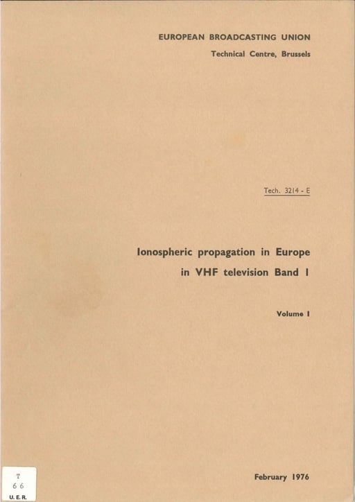 Ionospheric Propagation in Europe in VHF television Band I