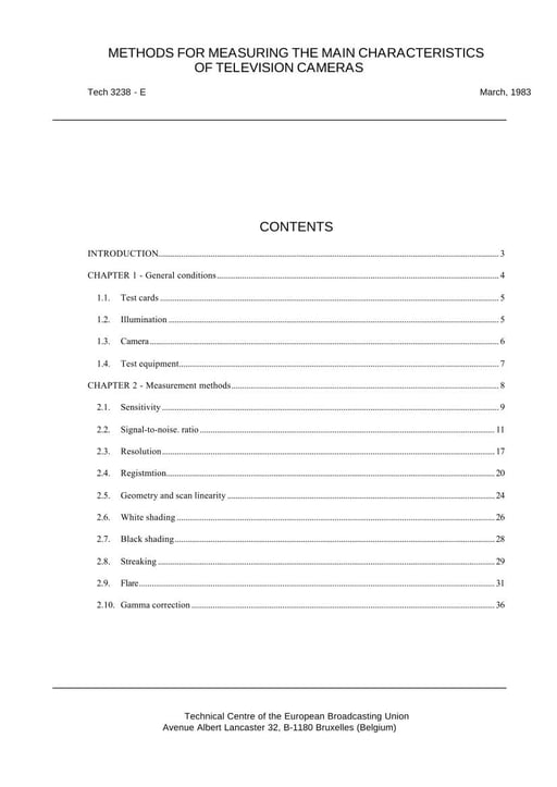 Methods of Measuring the Main Characteristics of Television Cameras