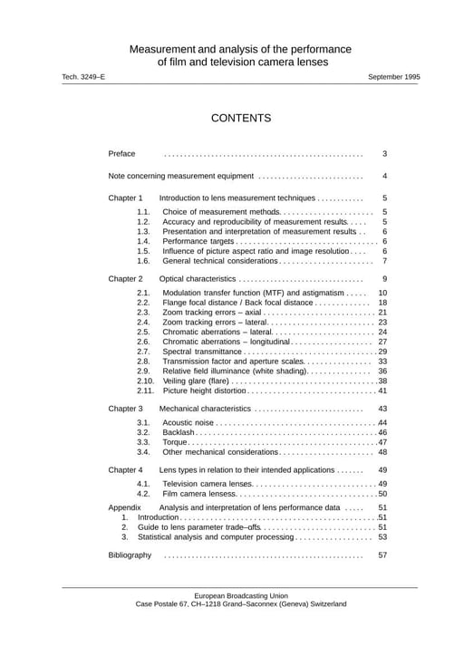 Measurement and Analysis of the Performance of Camera Lenses