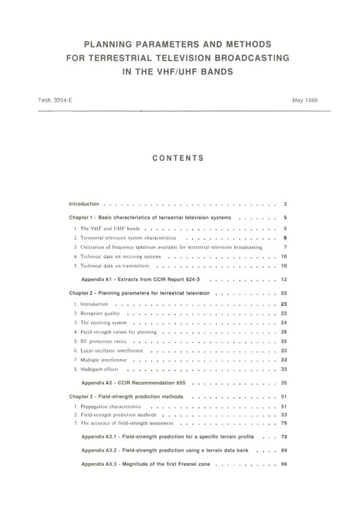 Planning Parameters & Methods for Terrestrial TV in the VHF/UHF Bands