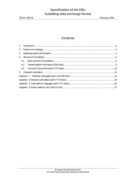 Specification of the EBU Subtitling Data Exchange Format