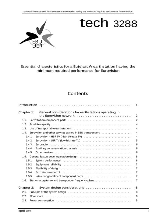 Essential Characteristics for a Eutelsat W Earth station
