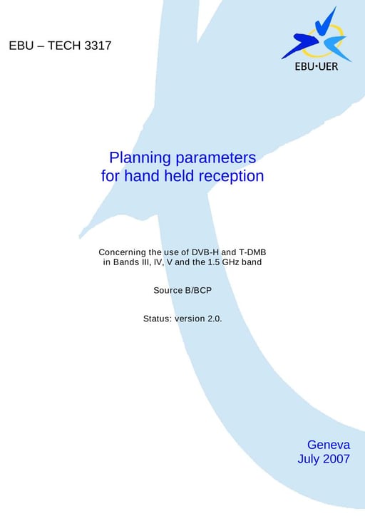Planning parameters for hand-held reception