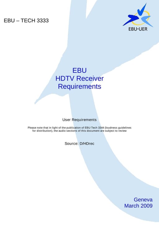 EBU HDTV Receiver Requirements