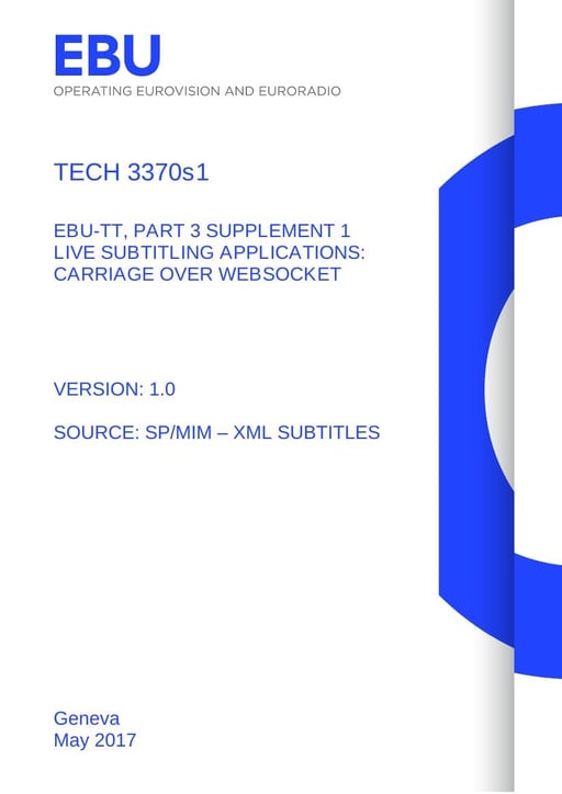 EBU-TT Part 3 Carriage over WebSocket