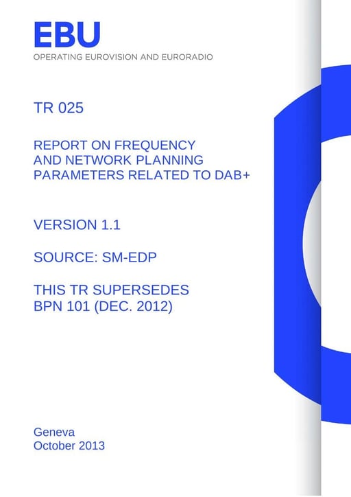 Frequency & network planning parameters for DAB+