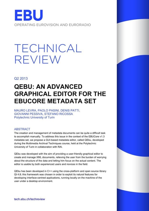 QEbu: An Advanced Graphical Editor for the EBUCore Metadata Set