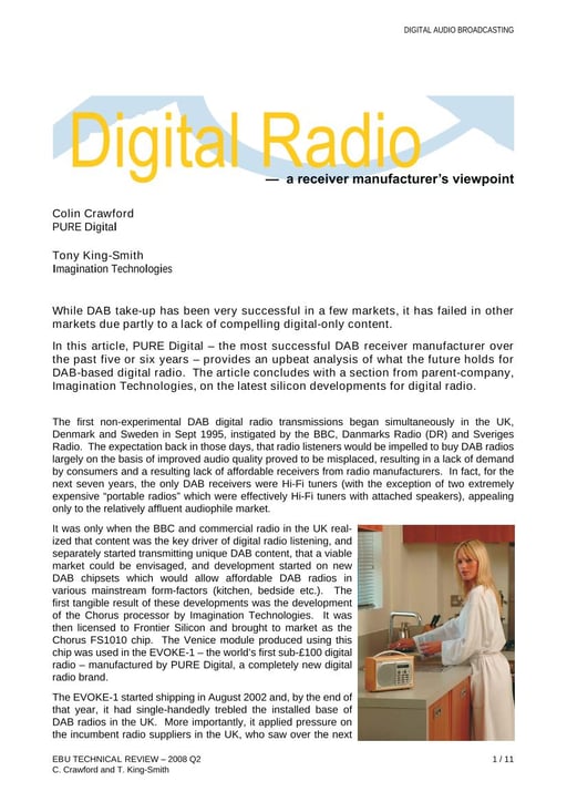 Digital Radio — a receiver manufacturer’s viewpoint