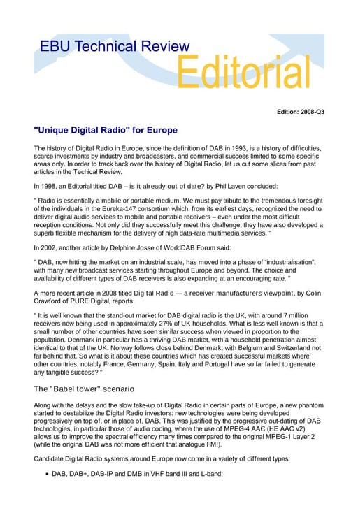 EBU Technical Review - edition 2008 Q3