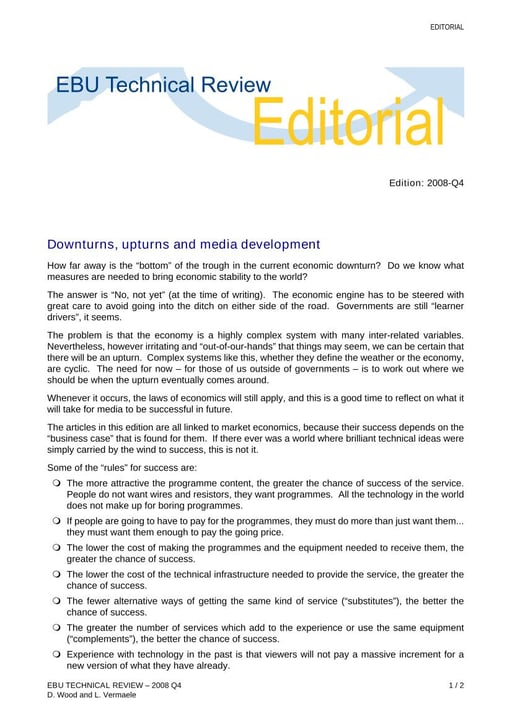 Downturns, upturns and media development
