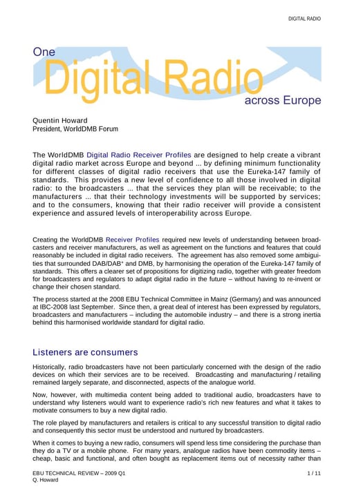 One digital radio across Europe