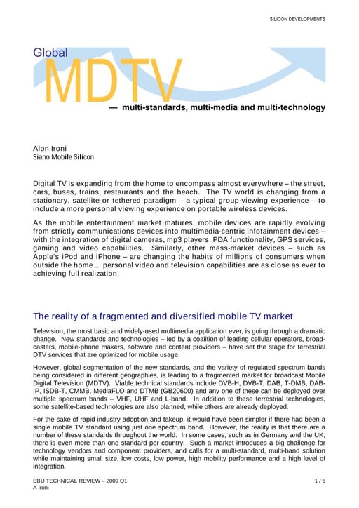 Global MDTV — multi-standards, multi-media and multi-technology