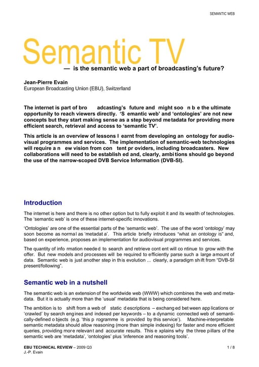 Semantic TV — is the semantic web a part of broadcasting’s future?