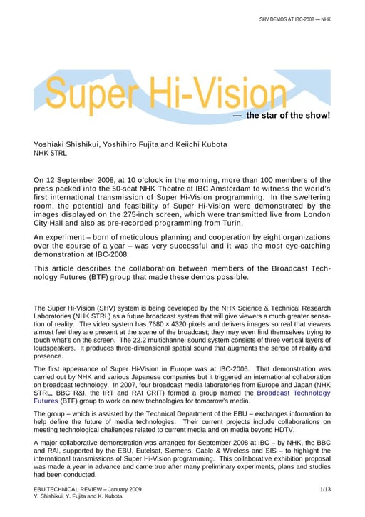 Super Hi-Vision — the star of the show!