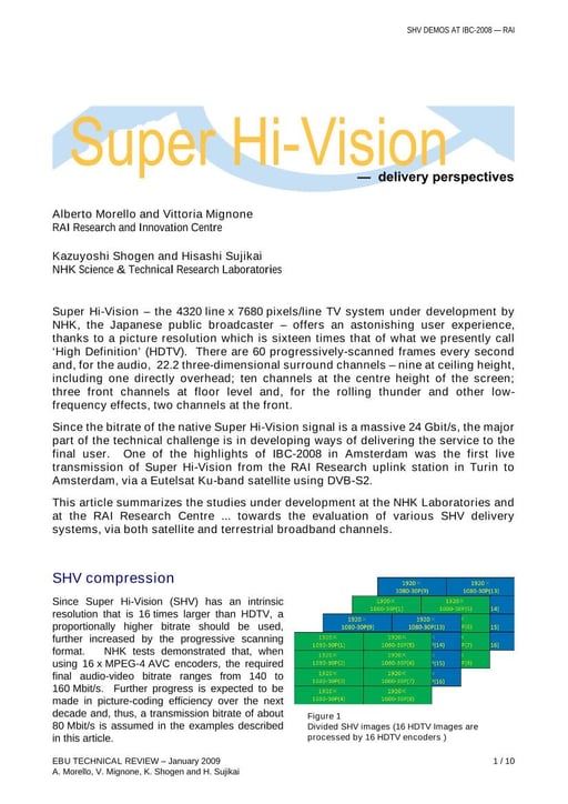 Super Hi-Vision - delivery perspectives