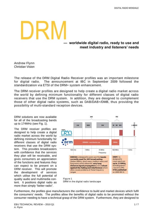 DRM - ready to use and meet industry and listeners’ needs