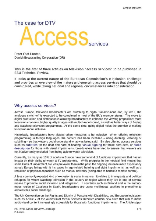 The case for DTV Access Services