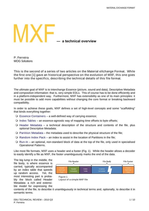MXF - a technical overview