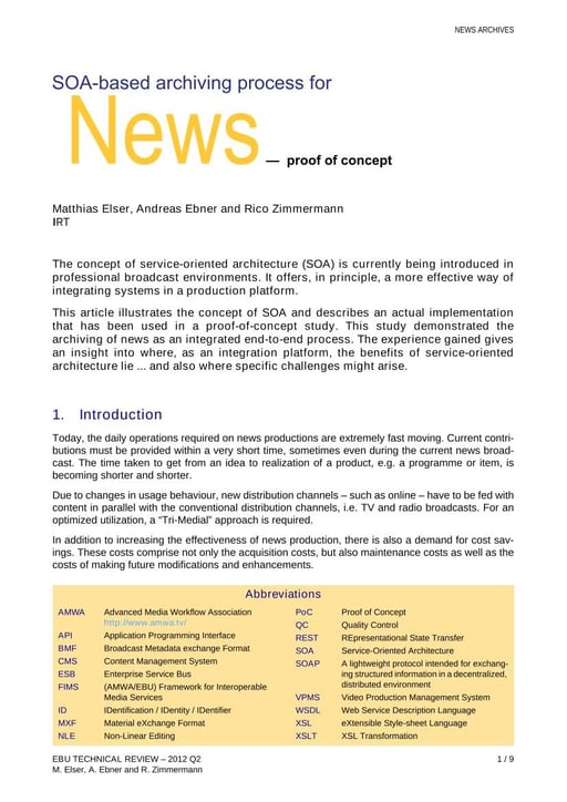 SOA-based archiving process for News - proof of concept