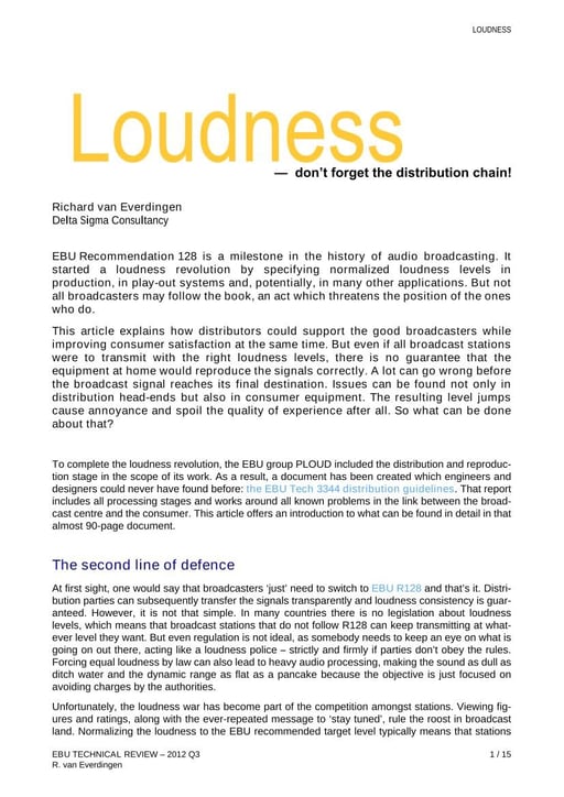 Loudness - don't forget the distribution chain!