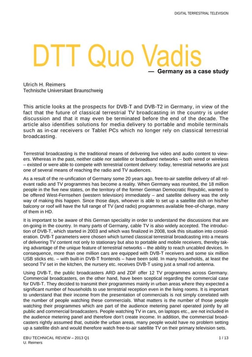 DTT Quo Vadis - Germany as a case study