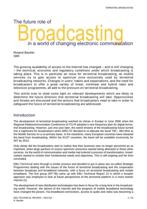 The future role of Broadcasting