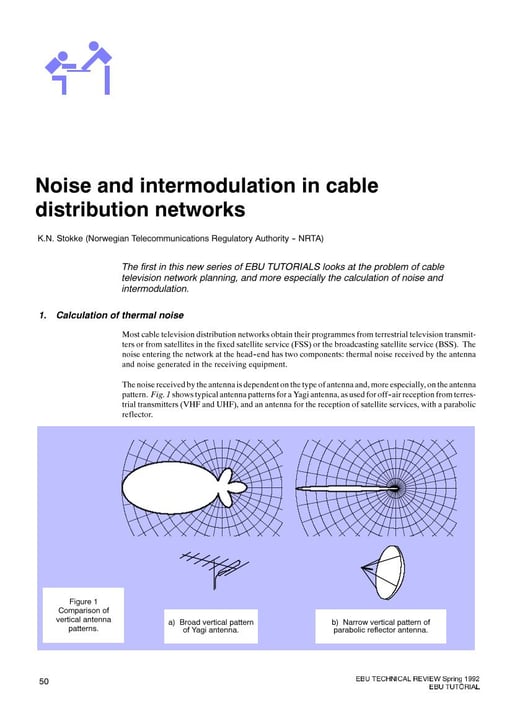 Noise and intermodulation in cable distribution networks