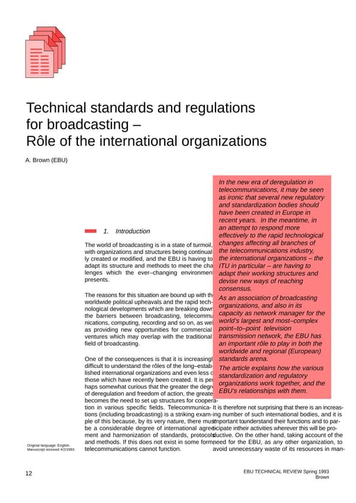 Technical standards and regulations for broadcasting