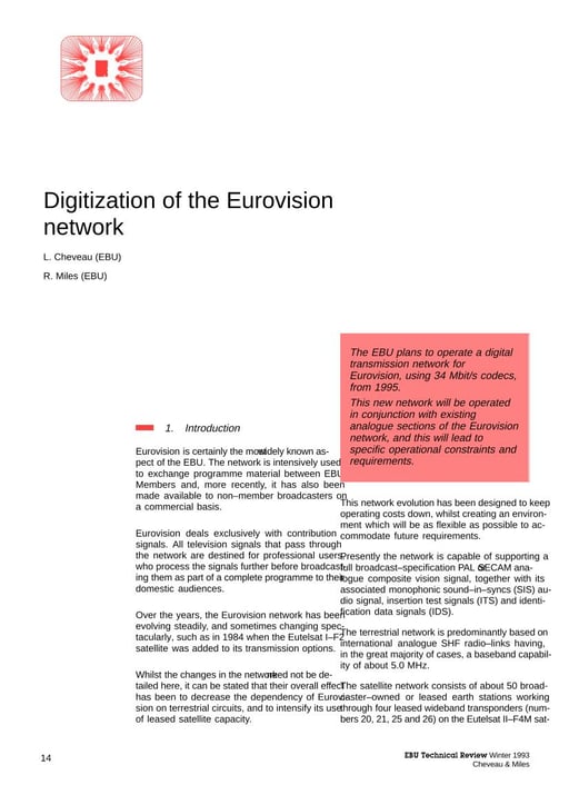 Digitization of the Eurovision network