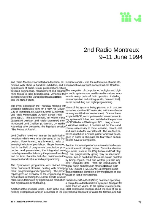 Report on 2nd Radio Montreux