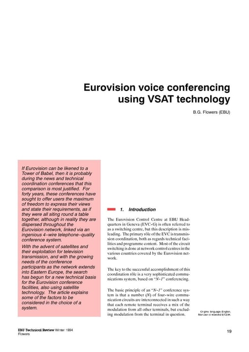 Eurovision voice conferencing using VSAT technology