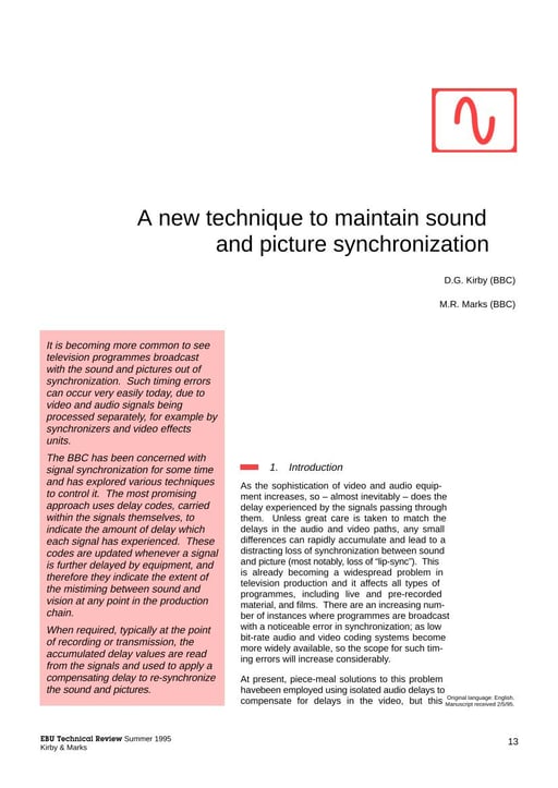 A new technique to maintain sound and picture synchronization