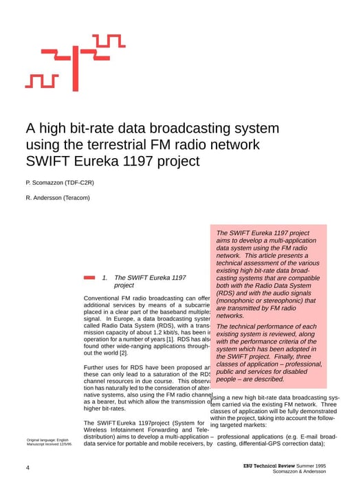 A high bit-rate data broadcasting system using terrestrial FM