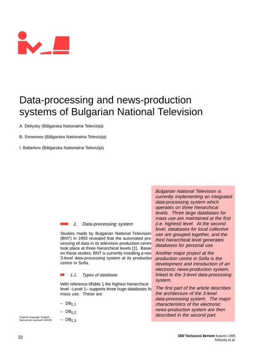 Data-processing and news-production systems of Bulgarian National TV