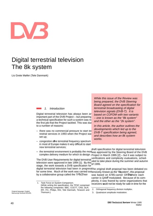 Digital terrestrial television – The 8k system
