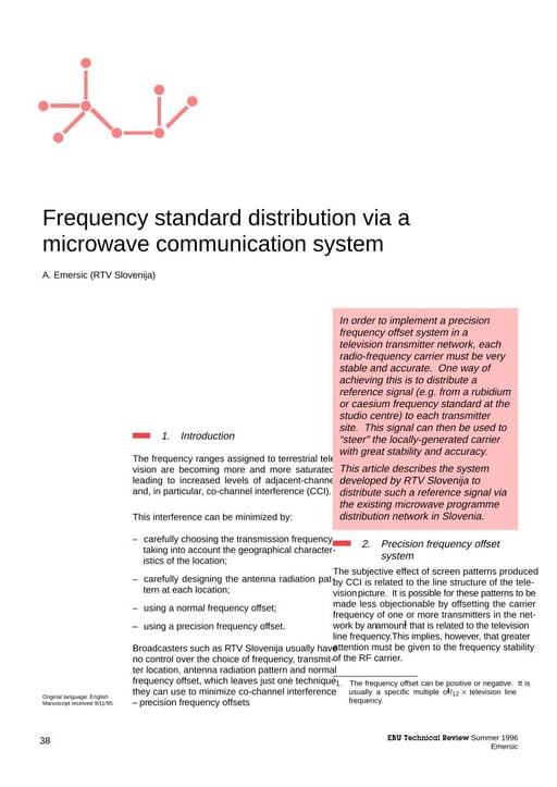 Frequency standard distribution via a microwave system