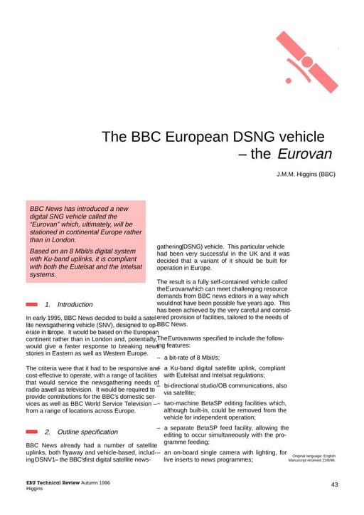 The BBC European DSNG vehicle – the Eurovan
