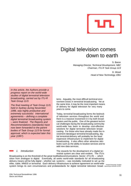 Digital television comes down to earth