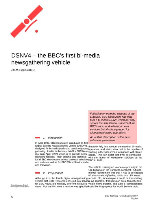 DSNV4 – the BBC's first bi-media newsgathering vehicle