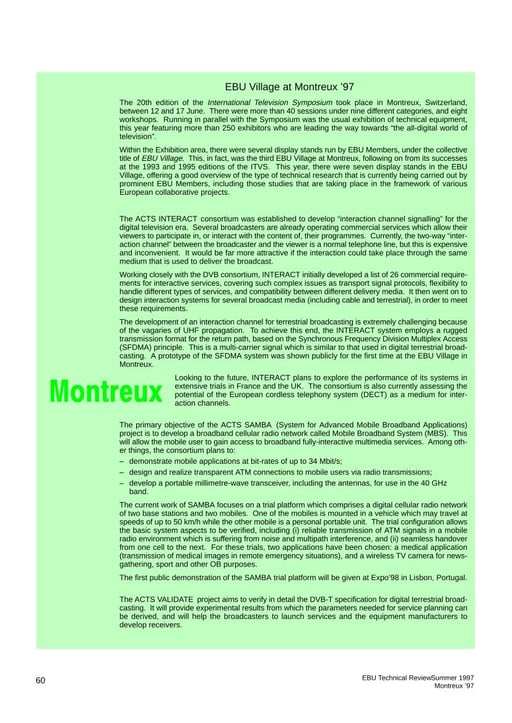Report on Montreux '97