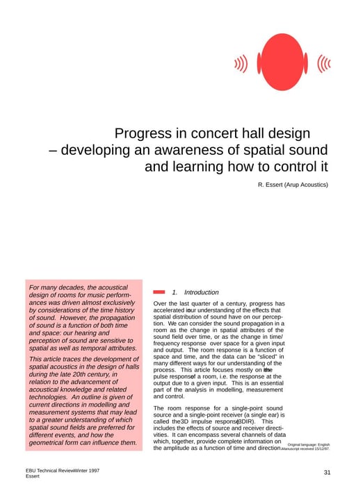 Progress in concert hall design
