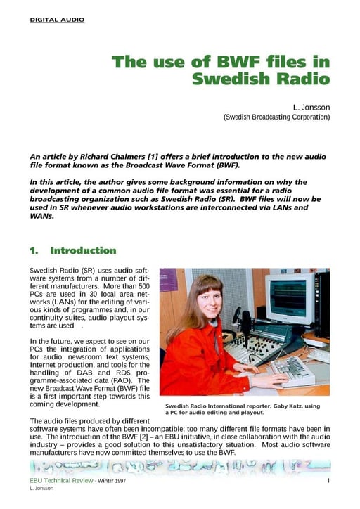The use of BWF files in Swedish radio