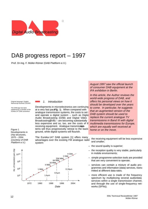 DAB progress report — 1997