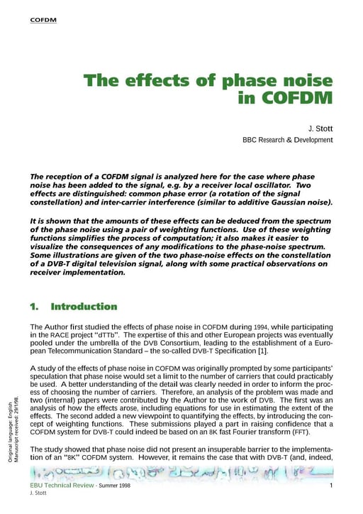 The effects of phase noise in COFDM