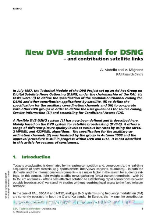 New DVB standard for DSNG — and contribution satellite links